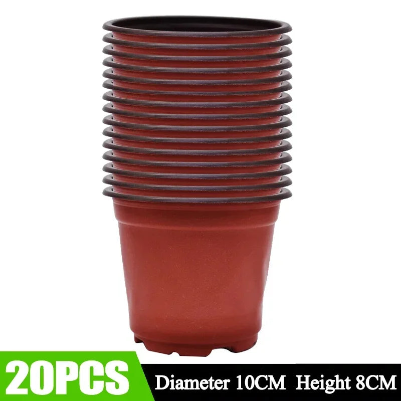 100/20x Flexible Plant Nursery Pots Red and Black Seed Starting Pots Succulents Seedlings Cuttings Transplant Plastic Container