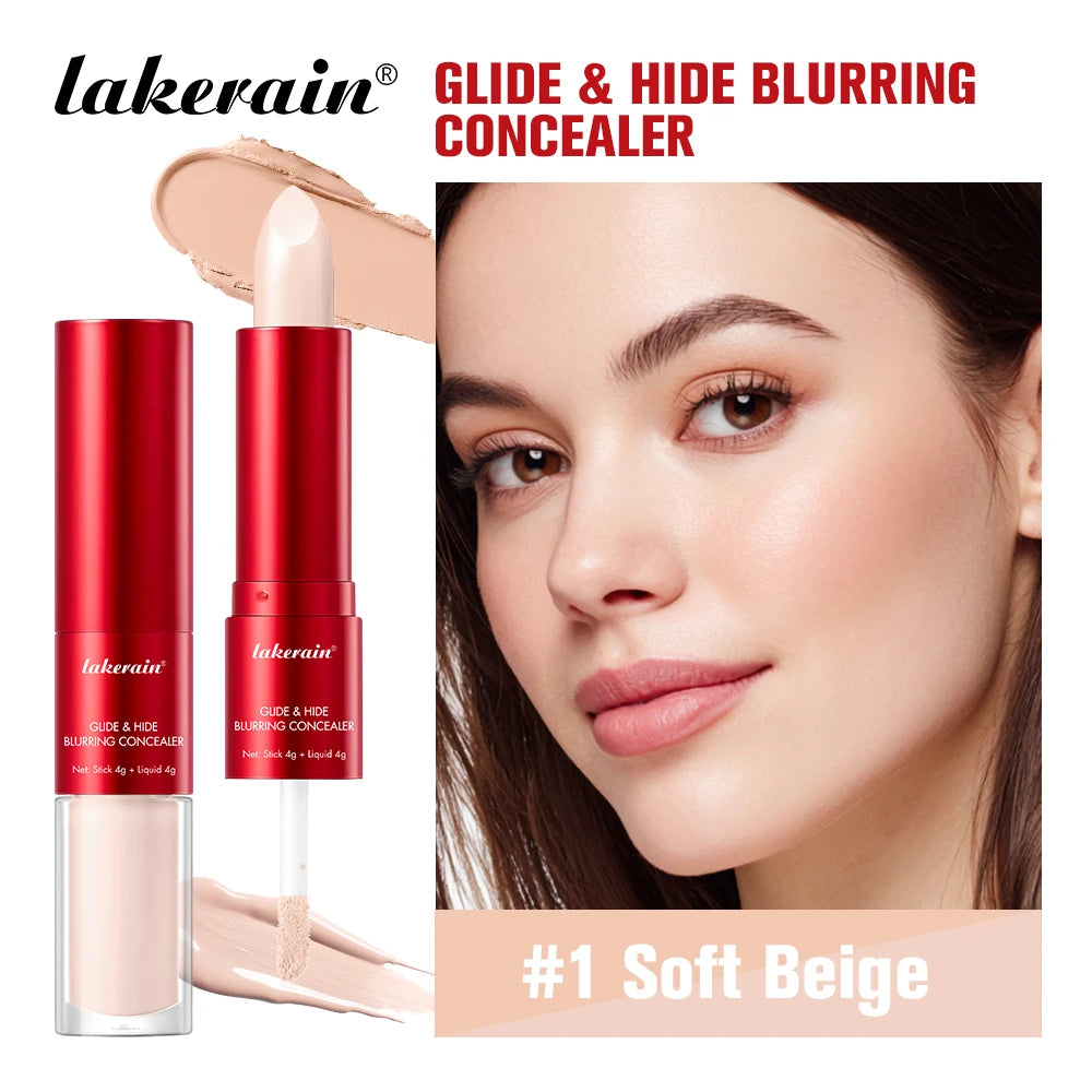 2 In 1 Glide & Hide Blurring Concealer Long-Lasting Full Coverage Foundation Waterproof Liquid Female Makeup for All Skin Types