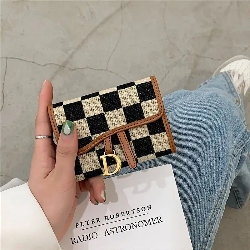 New Black and White Check Exquisite High-End Multi-Card Holder for Women
