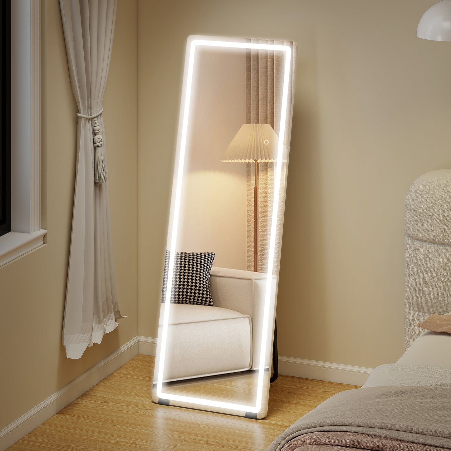 Homcom Full Length Standing Mirror with Lights 150X50 cm Frameless 3 Color Temperatures Adjustable Brightness Transparent