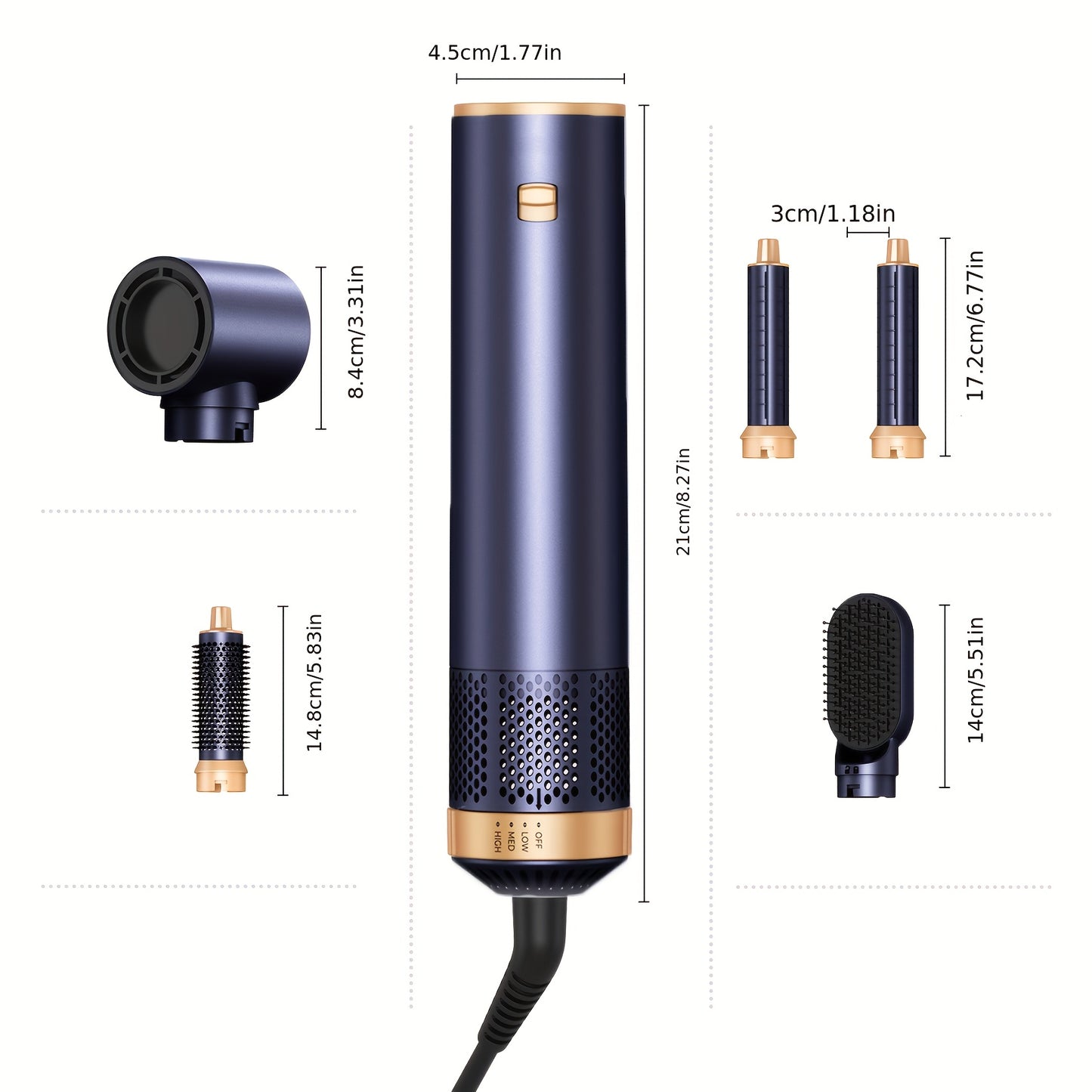 5-In-1 Hair Dryer Brush, a Versatile Styling Tool That Dries Quickly with Negative Ions, Perfect for Curling, Adding Volume, Straightening, And Creating Waves, Ideal for Salon Use