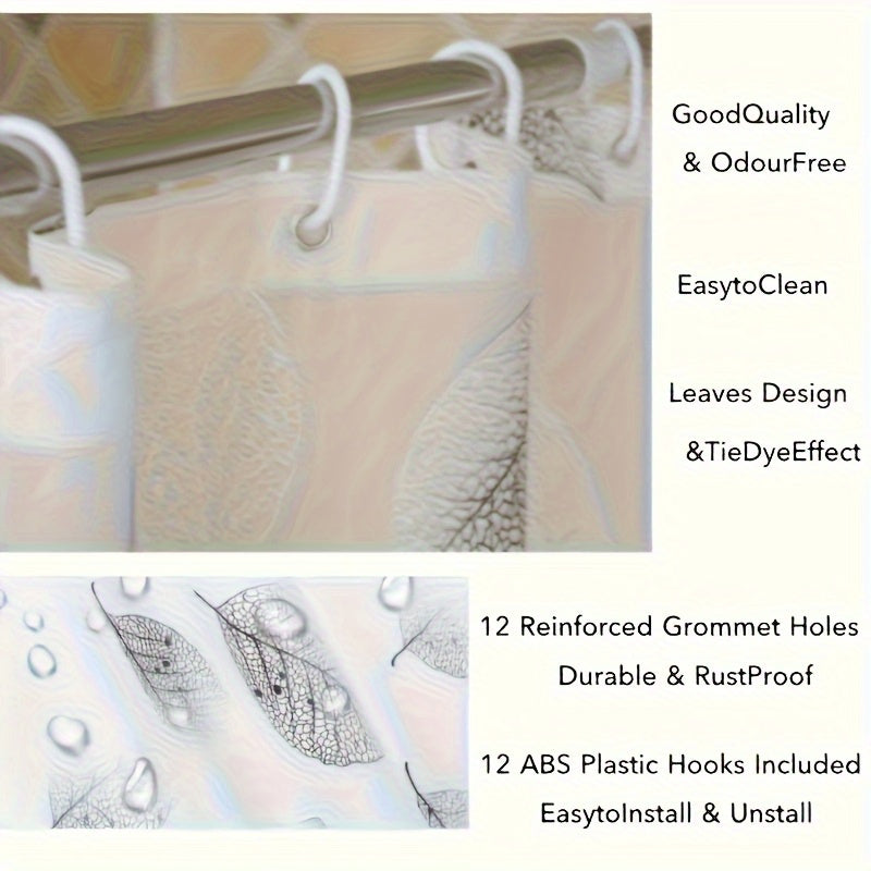 4-Season Leaf Bathroom Shower Curtain, Transparent Shower Curtain with Grommets, Bathroom Decor, Durable Shower Curtain, Bathroom Divider, Room Decor