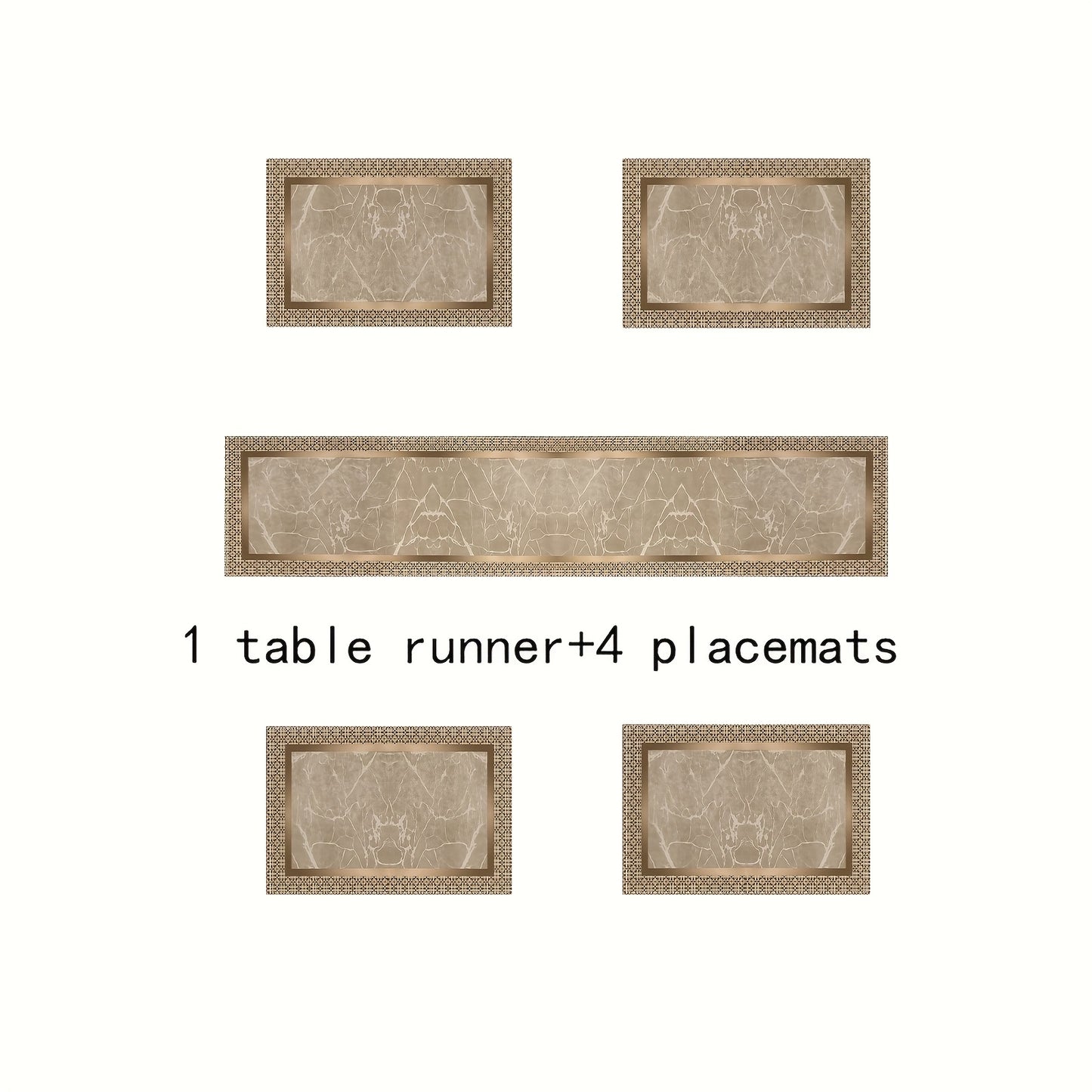 1/5/7pcs, Geometric Golden Luxury Table Runner Placemat - Marble Inspired Pattern with Beige And Golden Accents for Home Gatherings, Weddings And Birthday Decorations - Elegant Gift Ideas, Table Decor