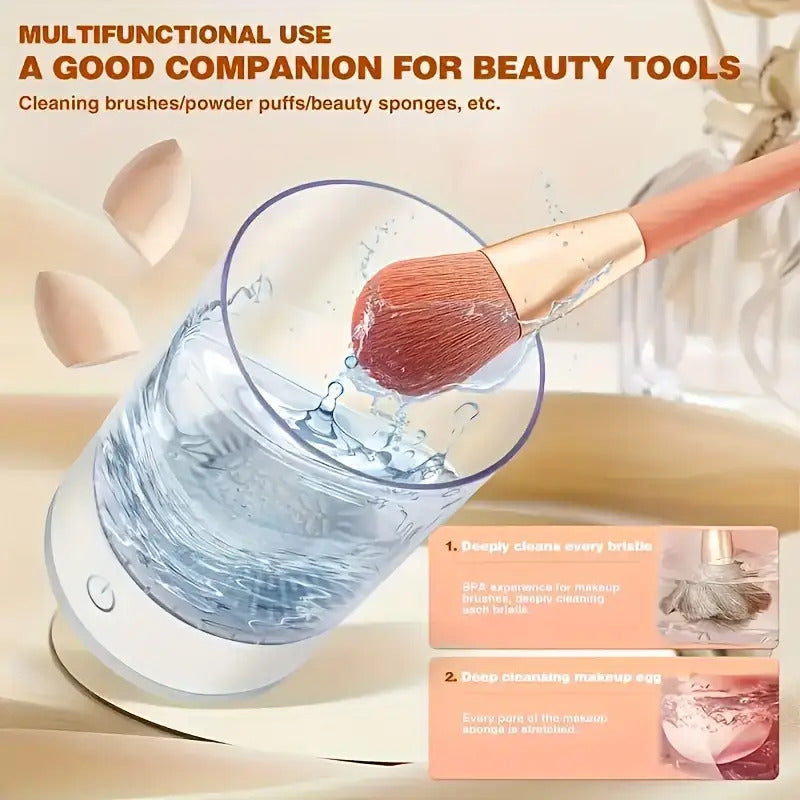 1pc USB-Powered Electric Makeup Brush Cleaner - -like Operation (No Batteries), Plug & Play, Fragrance-Free, Compact & Portable for Travel, Makeup Sponges & Egg-Shaped Beauty Tools, USB-Powered Cleaning Device