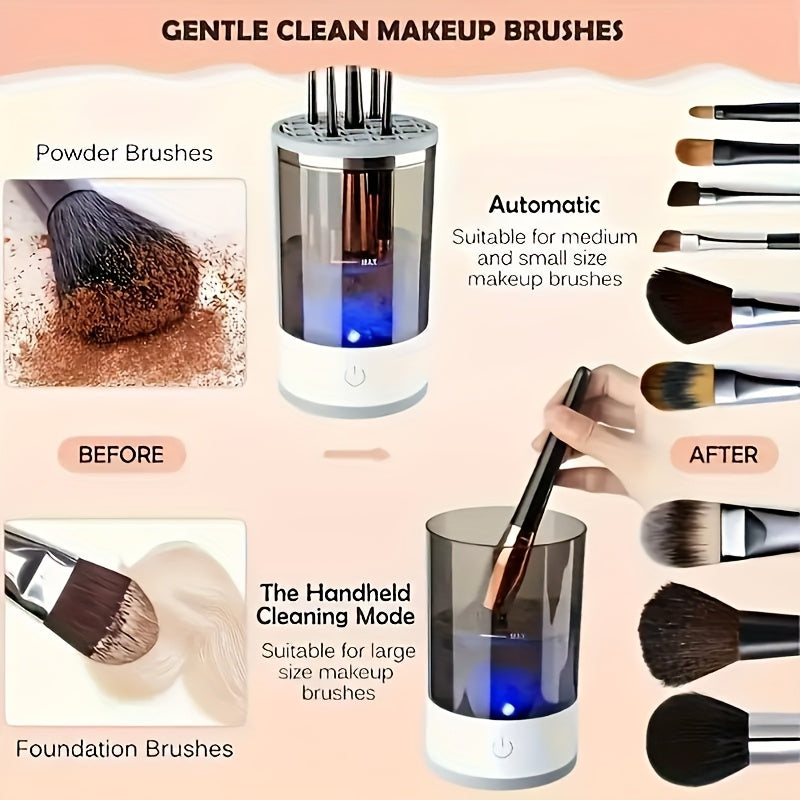 1pc USB-Powered Electric Makeup Brush Cleaner - -like Operation (No Batteries), Plug & Play, Fragrance-Free, Compact & Portable for Travel, Makeup Sponges & Egg-Shaped Beauty Tools, USB-Powered Cleaning Device