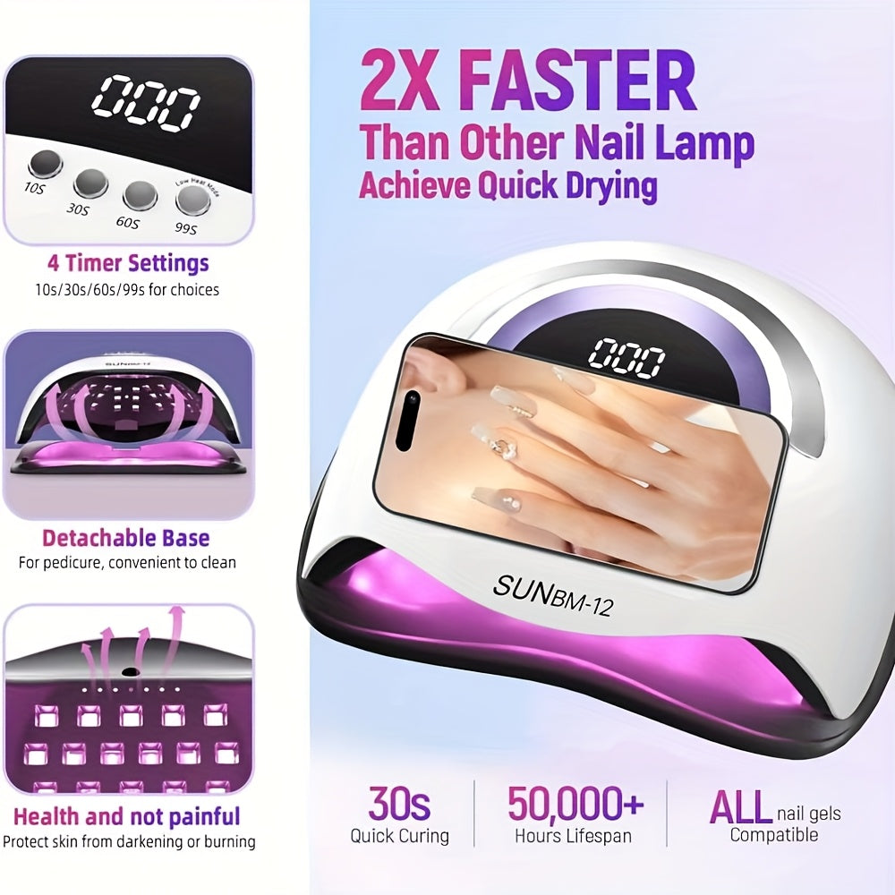 LED Nail Lamp with 72 Beads, Gel Polishing Nail Light, Featuring an Automatic Sensor And 4 Timer Settings, LED Nail Dryer, Professional Tool for Drying Nails And Toenails, Perfect Gift for Women During Holidays