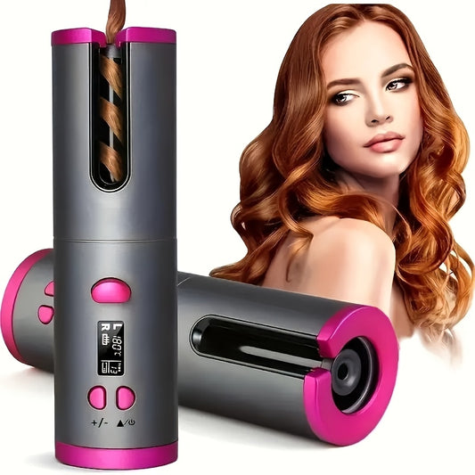 5 Settings Automatic Curling Iron for Creating Beautiful Curls - Ceramic, Heat-Resistant, Tangle-Free, Quick Charging USB Rechargeable Lithium Battery - Perfect for Styling, Special Occasions, And As an Elegant Gift