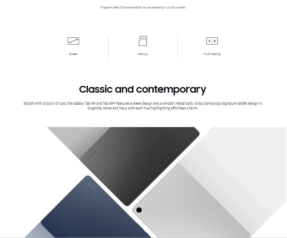 Samsung Galaxy Tab A9+ Tablet WIFI 4GB 64GB 2.2GHz Octa-core 11” TFT 90 Hz LCD Display 8MP Rear Camera 7040 mAh Battery Android