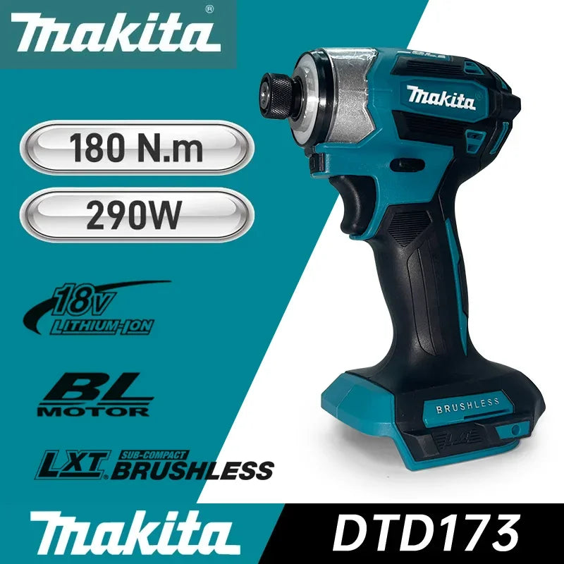 Makita DTD173 18V Cordless Impact Driver LXT BL Brushless Motor Electric Drill Wood/Bolt/T-Mode 180 N·M Rechargeable Power Tools