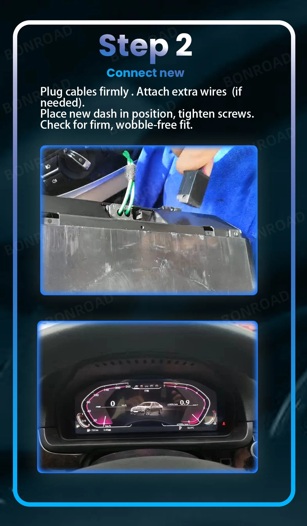 BONROAD 12.3"LCD Digital Instrument Cluster CarPlay Android Auto For BMW 3/4 Series F30 F31 F34 F32 F33 F36 Car Dashboard Panel