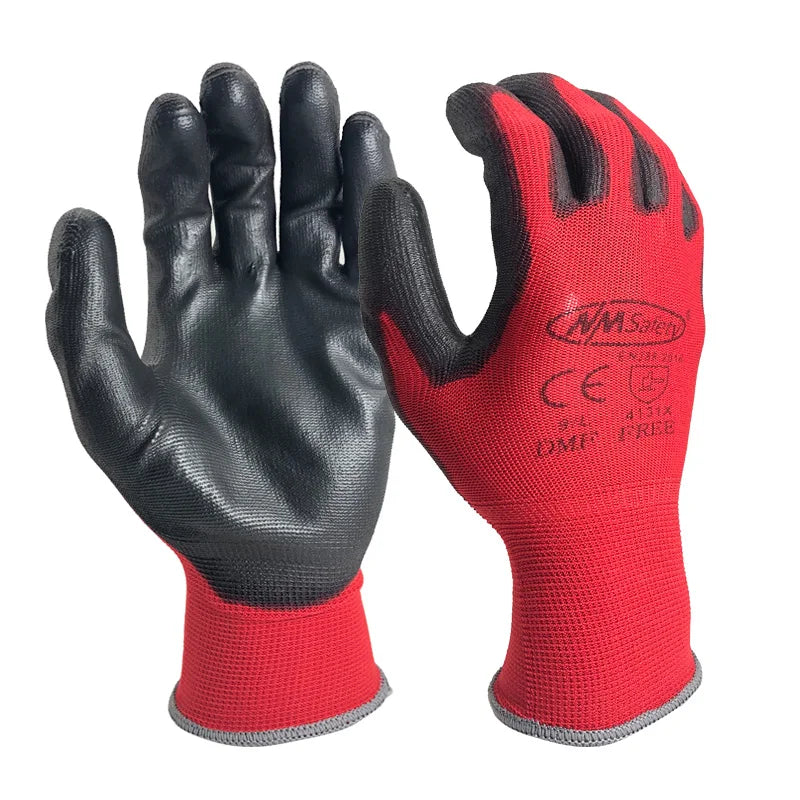 24Pieces/12Pairs Professional Working Protective Gloves For Men Construction Women Garden Nylon Running Glove Obtained CE EN388.