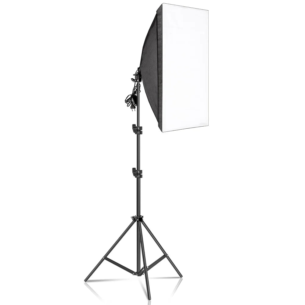 50x70CM Softbox Lights With Cross Arm E27 Photographic Bulbs Professional Photo Studio Continuous Lighting Kit With Tripod Stand