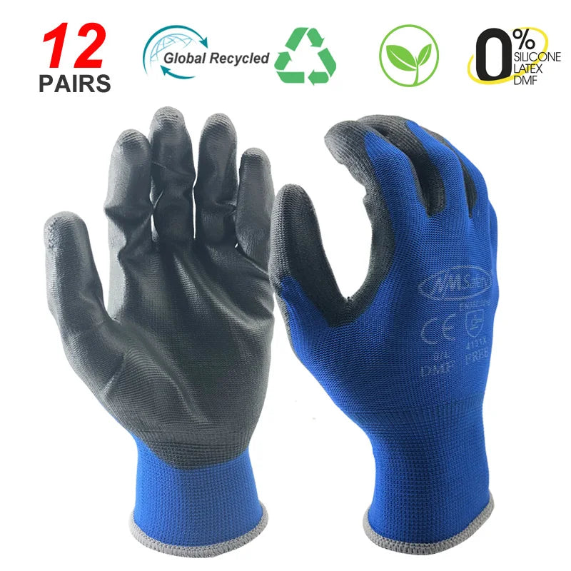 24Pieces/12Pairs Professional Working Protective Gloves For Men Construction Women Garden Nylon Running Glove Obtained CE EN388.