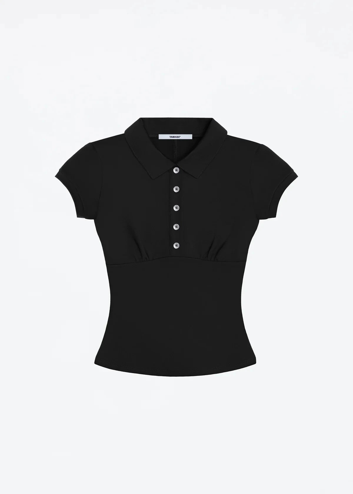 Tank Black Polo Collar T-Shirt, Slim Fit and Sexy Short-Sleeved Summer Women's Short Top