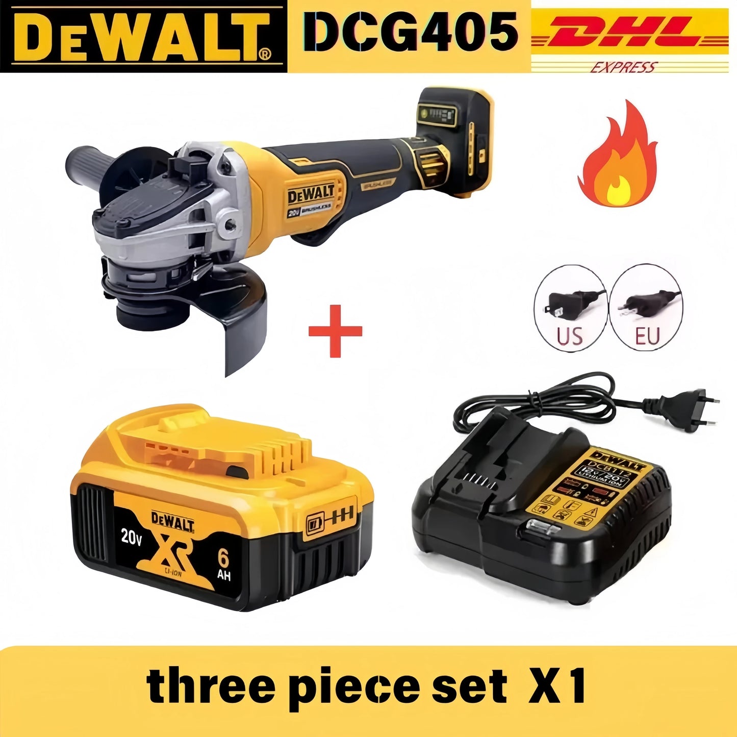 DEWALT DCG405 Brushless Angle Grinder 125mm Flat Head 18V Lithium Battery Tools Bare Cutting Machine Tool rotary tool