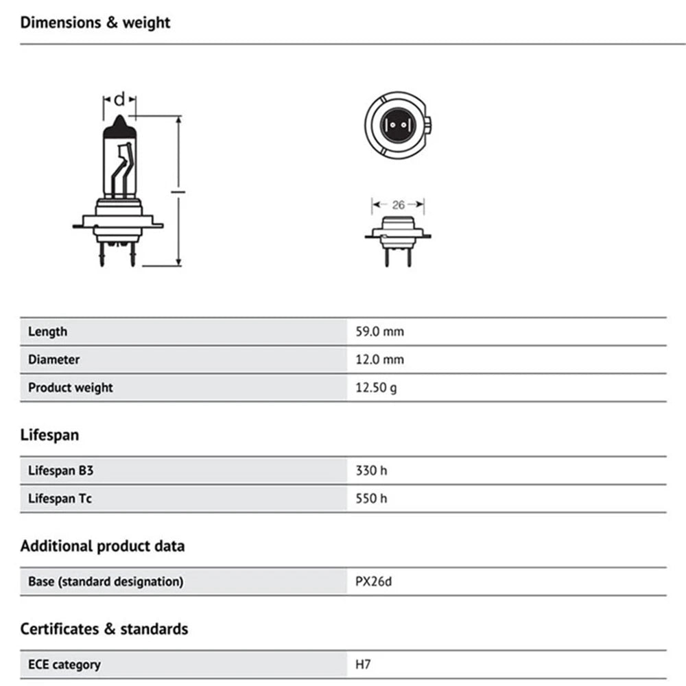 OSRAM H7 64210 PX26d ORIGINAL LINE Lamp 3200K Headlight 12V 55W Hi/lo Beam Car Halogen Standard Bulbs ECE Made in Germany