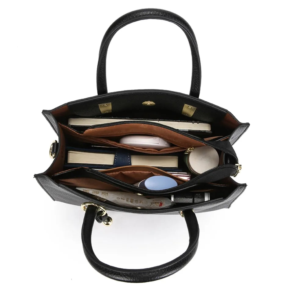 Genuine Brand Top Quality Pu Leather Handbag Women's Tote Messenger Sac Designer Large Capacity 3 Levels Shoulder Crossbody Bags