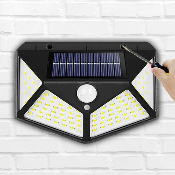 100 LED Solar Motion Sensor Security Light Outdoor Waterproof PIR Spotlight for Yard Garden Path Fence Decoration