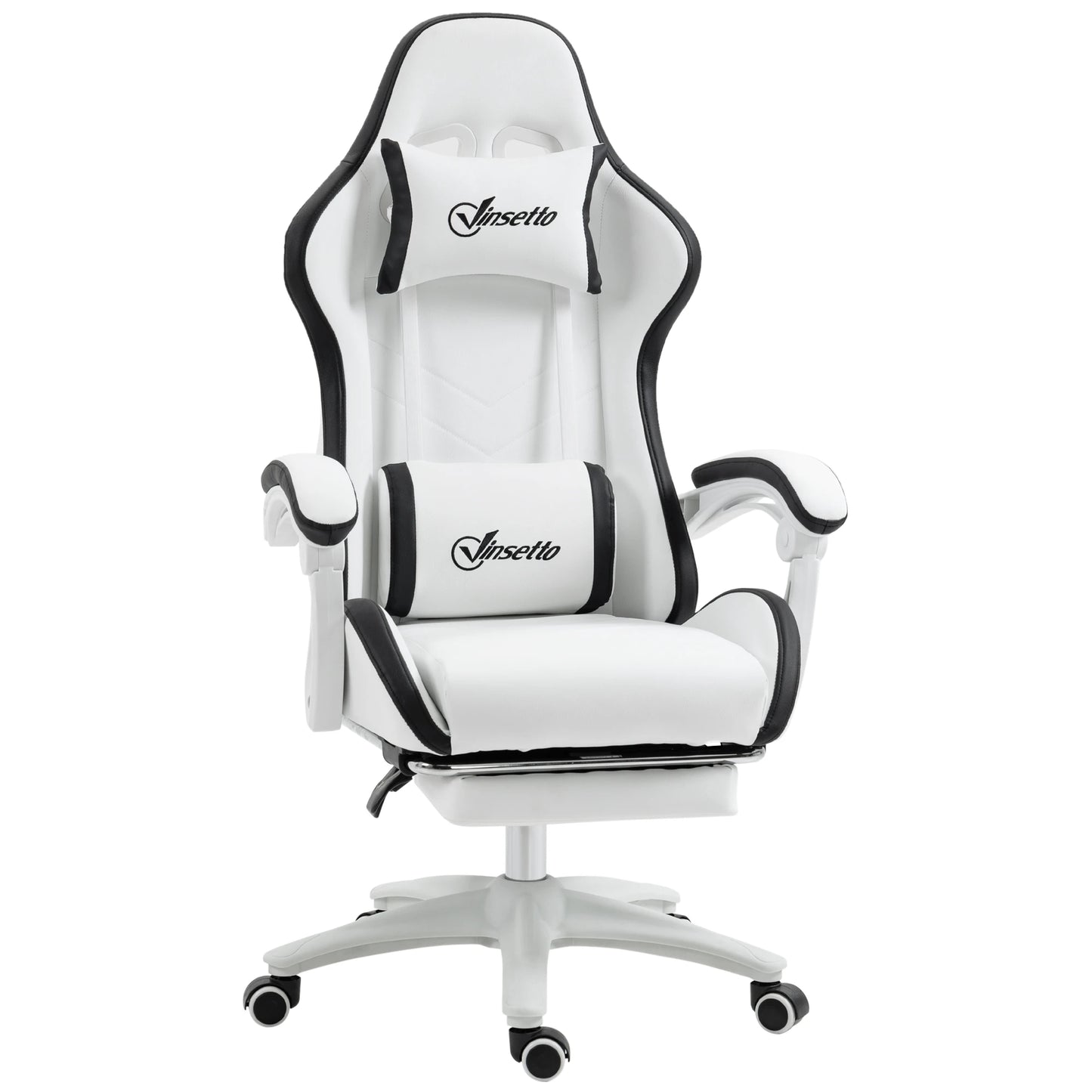 Vinsetto Pu Leather Gaming Chair with Adjustable Height 65X65X121-129 cm White