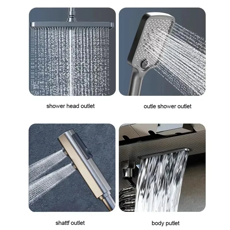 Shower falcet Set 4 Functions Shower Thermostat Hot Cold Showers medium Pressure bath room shower systems