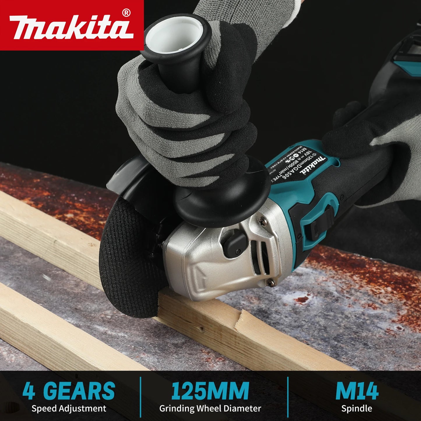 Makita DGA506 18V 125mm Charging Angle Grinder Electric Polishing Machine Brushless Metal Grinding and Cutting Machine