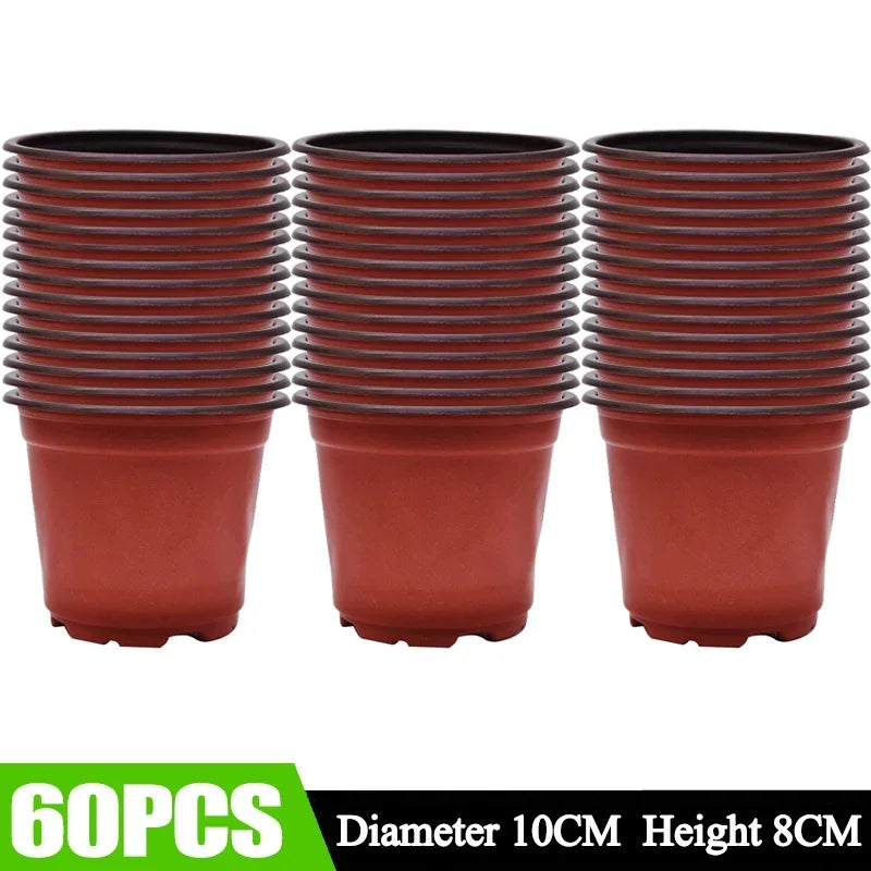 100/20x Flexible Plant Nursery Pots Red and Black Seed Starting Pots Succulents Seedlings Cuttings Transplant Plastic Container