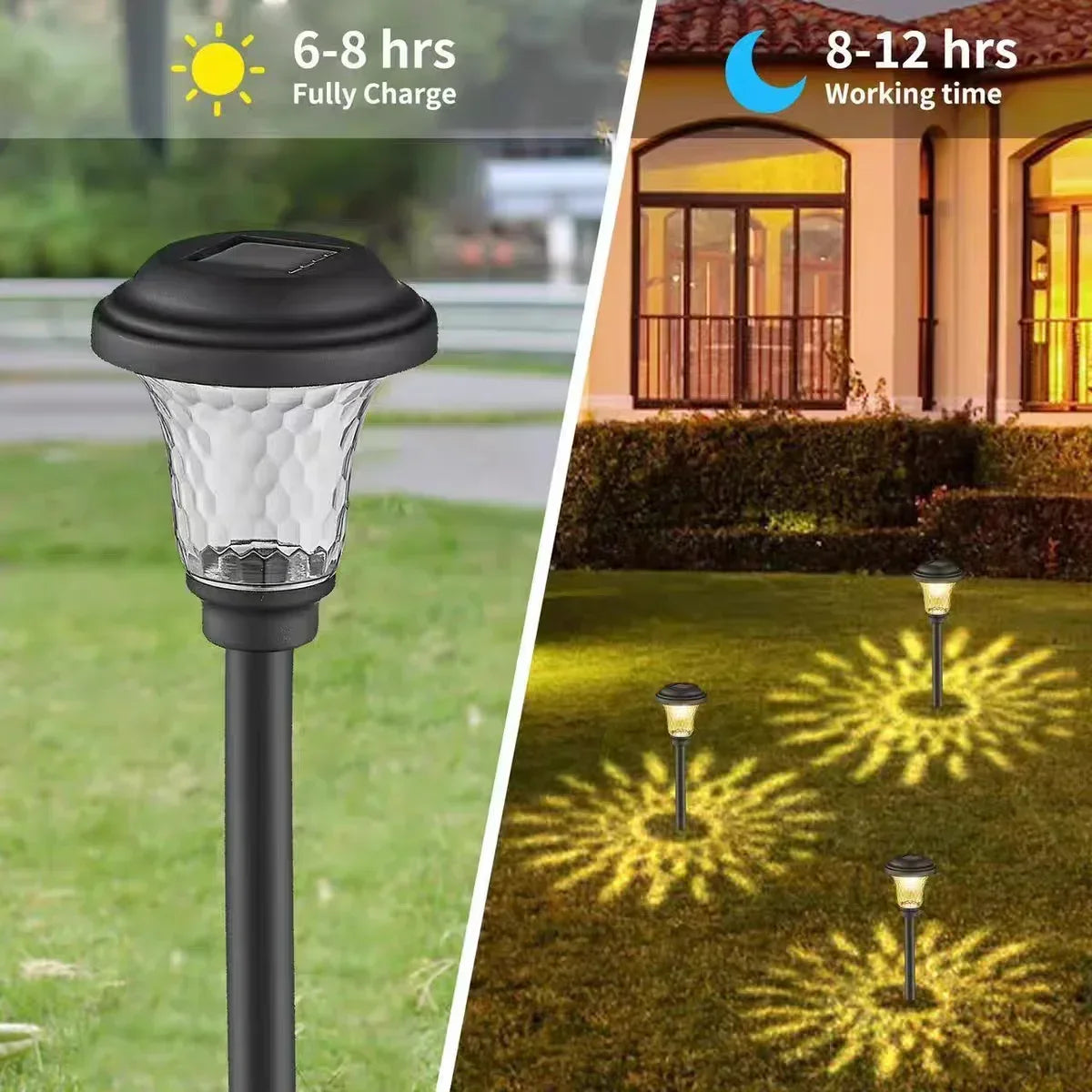 Solar Ground Lights LED Outdoor Landscape Path Lamp Outdoor Waterproof Solar Garden Lights Yard Garden Walkway Patio Driveway