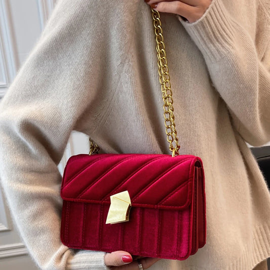 Women Velvet Underarm Bag New Light Luxury Simple One Shoulder Crossbody Bag Korean Fashionable Suede Versatile Small Square Bag