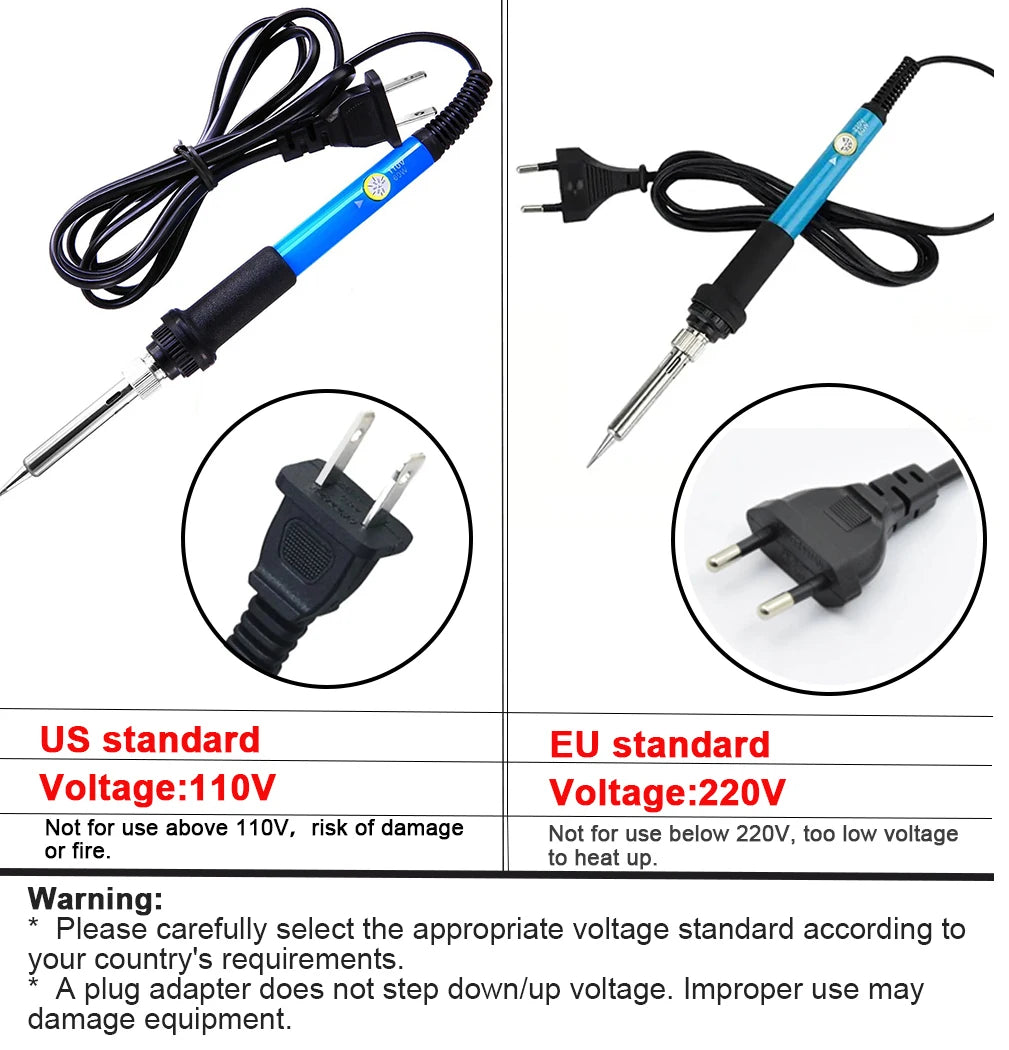 60W Adjustable Temperature Electric Soldering Iron  Welding Iron Rework Station Heat Pen Tips DIY Repair Tool