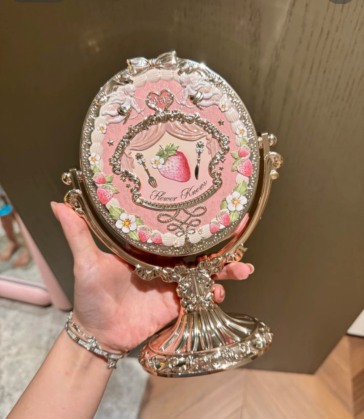 Flower Knows 9th anniversary desktop mirror with air cushion comb makeup brush cup