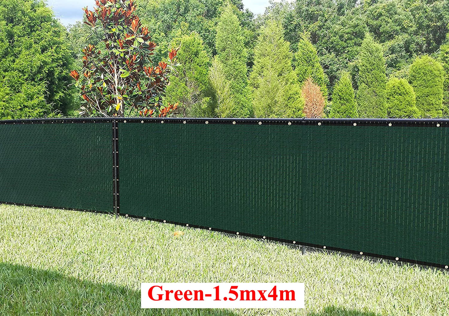 Dark Green Fence Privacy Screen Windscreen Cover Fabric Shade Tarp Netting Mesh Cloth for for Outdoor Fence Backyard, Patio