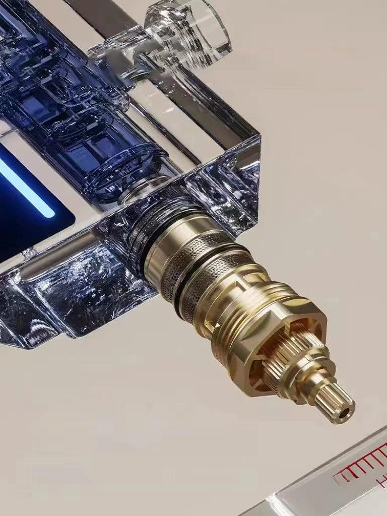 Bathroom Shower Faucet System with Lights Tempered Glass Shower Set Digital Display Copper Mixer Shower Faucet Set