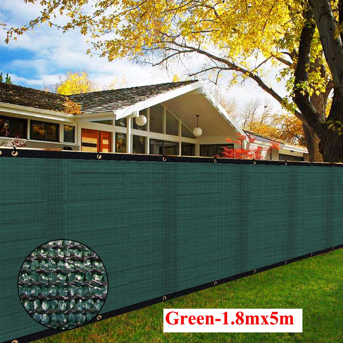 Dark Green Fence Privacy Screen Windscreen Cover Fabric Shade Tarp Netting Mesh Cloth for for Outdoor Fence Backyard, Patio