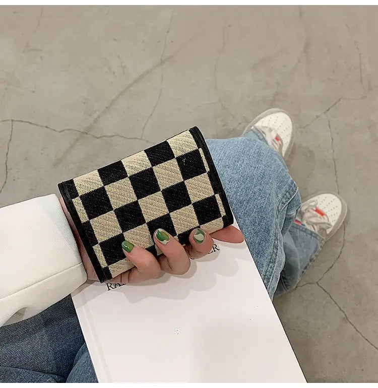New Black and White Check Exquisite High-End Multi-Card Holder for Women