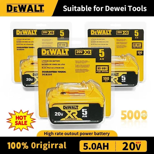 100% Genuine Dewalt 20V Battery, 5AH 6AH Rechargeable Lithium Ion Battery, Dewalt DCB200 Power Tool Replacement Battery