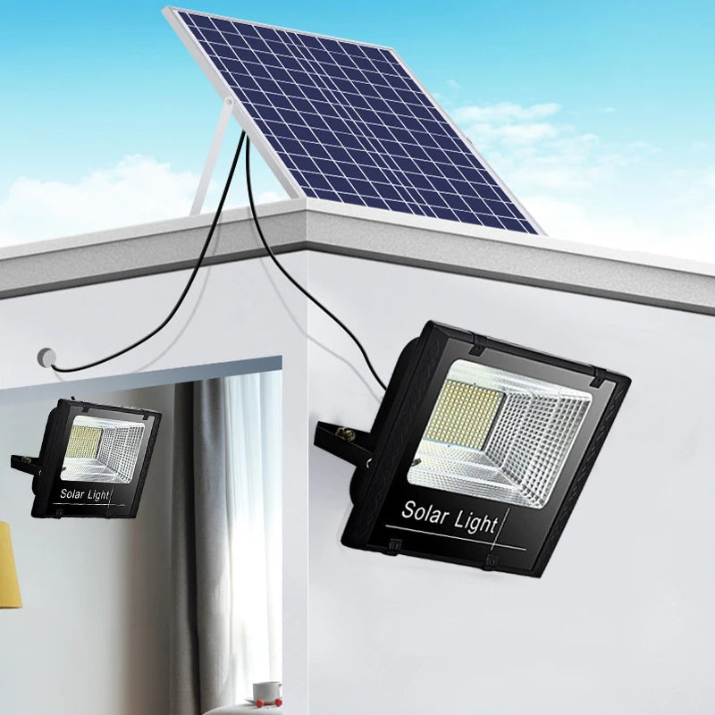 400W Led Solar Light High bright 2 Head Flood Light Waterproof Outdoor Garden wall light with Aluminum solar panel For garden