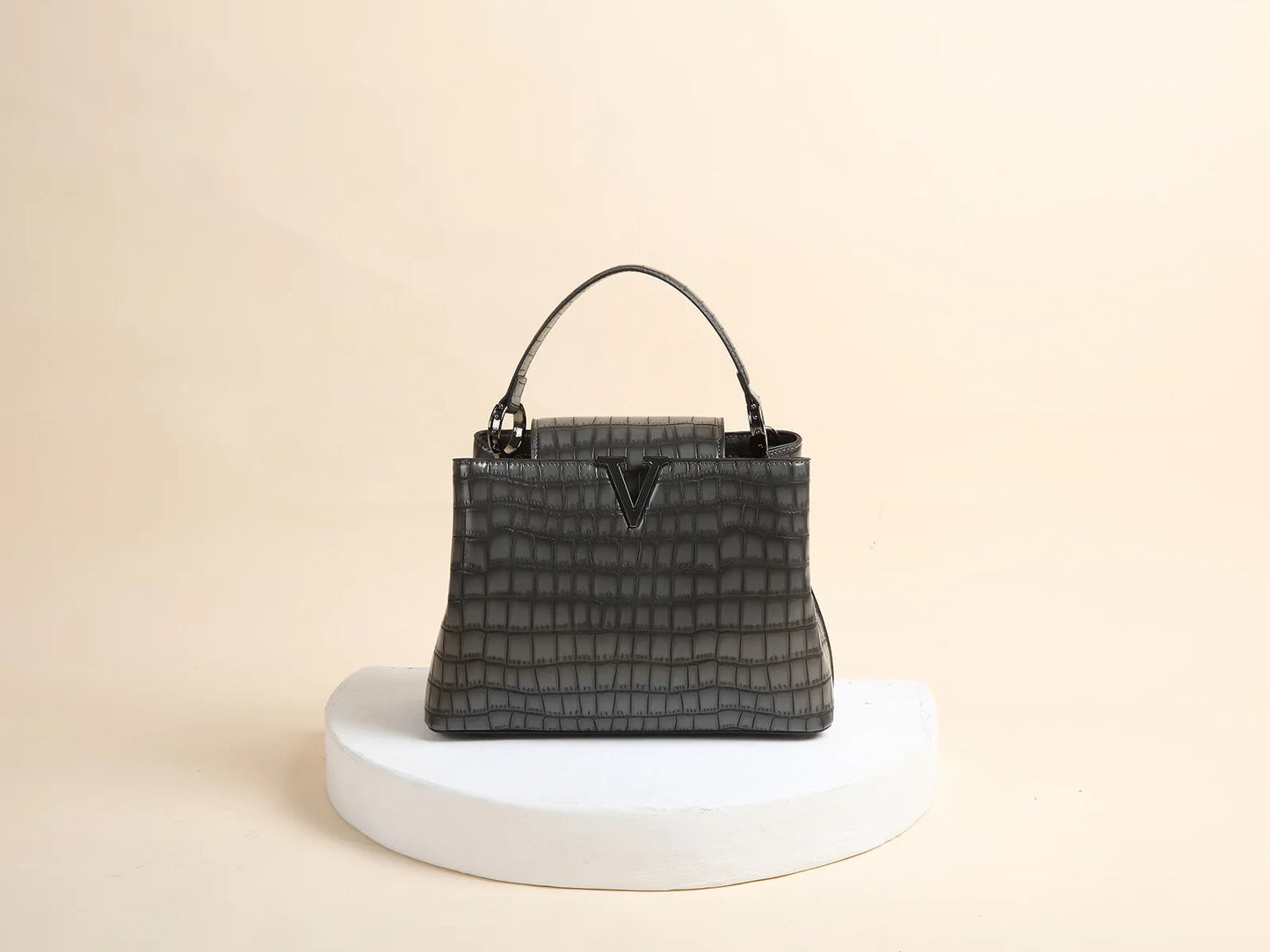 New Bright Leather Stone Pattern Women's Handbag Fashion Shoulder Messenger Bag Crocodile Pattern Portable Shell Bags 2025