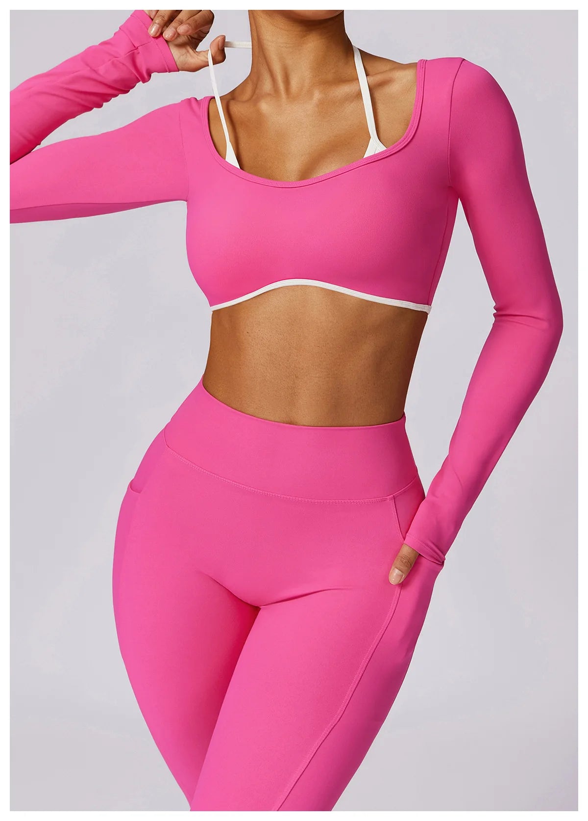 Women's Long Sleeve Top Hollowing Out Yoga Shirts Running T-Shirt Workout Running Fitness Gym Sports Top Training Crop Top