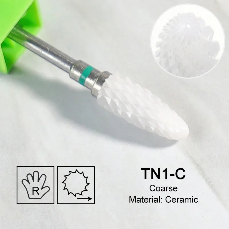 Ceramic Milling Cutter Flame Carbide Nail Drill Bits Pink Gel Remover Electric Machine Drills Polishing Peeling Nails Art Tools