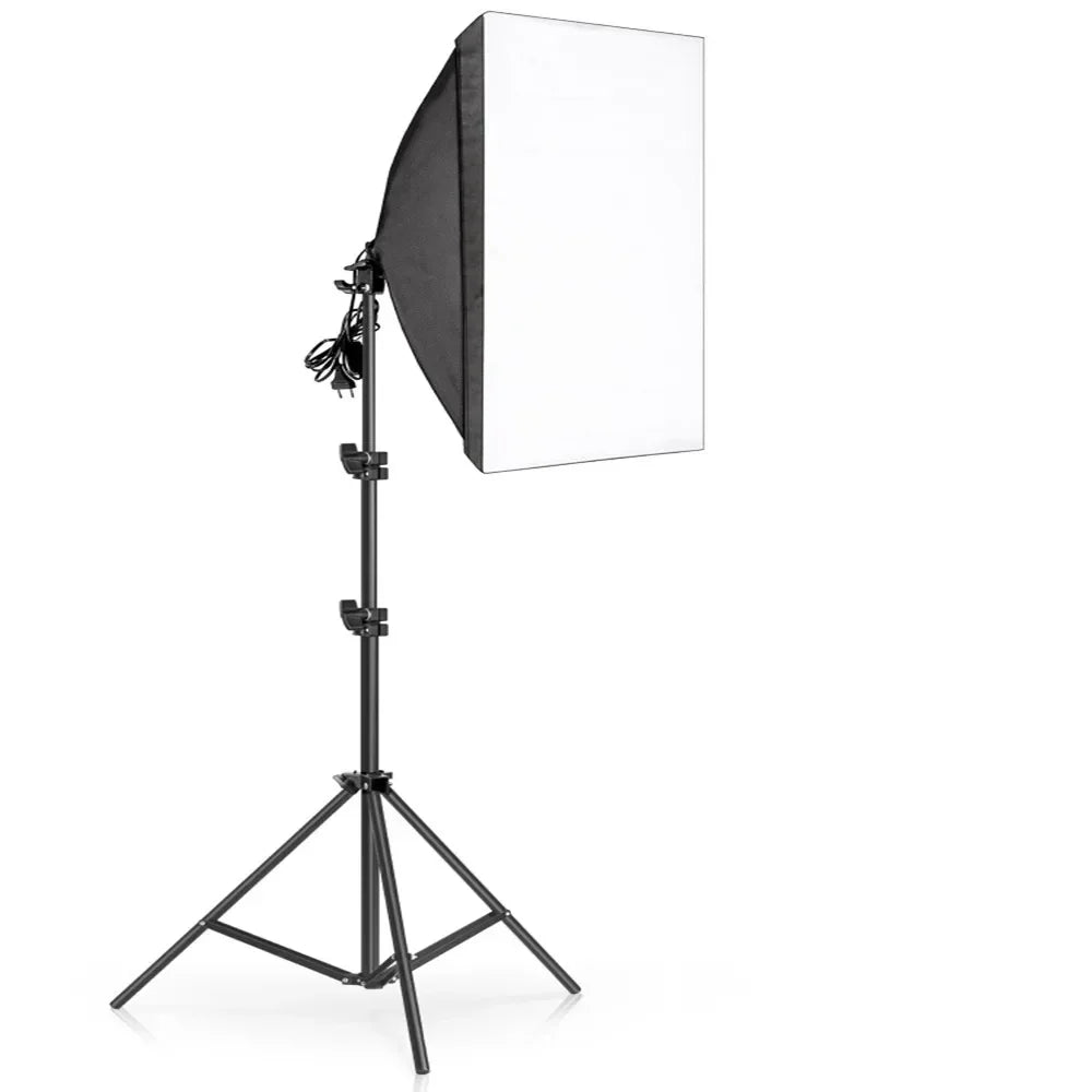 50x70CM Softbox Lights With Cross Arm E27 Photographic Bulbs Professional Photo Studio Continuous Lighting Kit With Tripod Stand