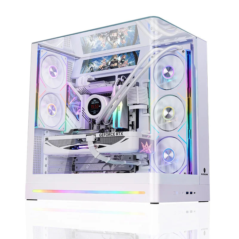 WJCOOLMAN AITO Plus ATX PC case 9.16-inch software screen RGB light strip 360 water cooler curved glass computer case