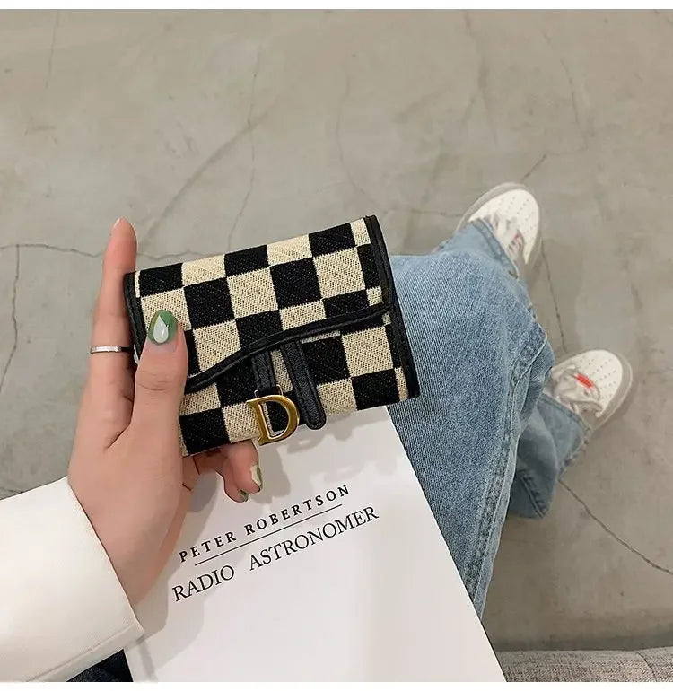 New Black and White Check Exquisite High-End Multi-Card Holder for Women