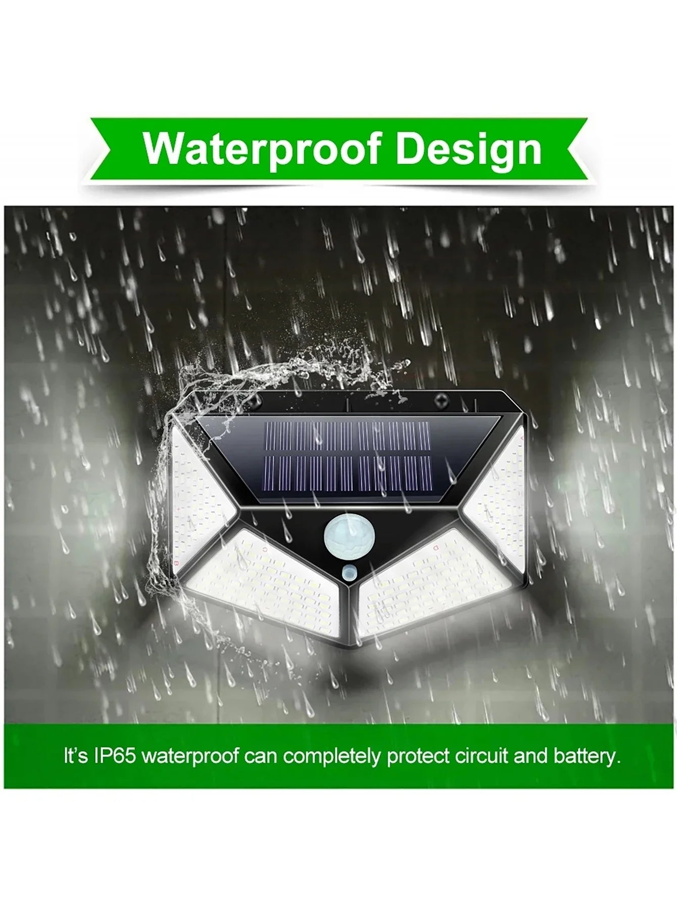 100 LED Solar Motion Sensor Security Light Outdoor Waterproof PIR Spotlight for Yard Garden Path Fence Decoration