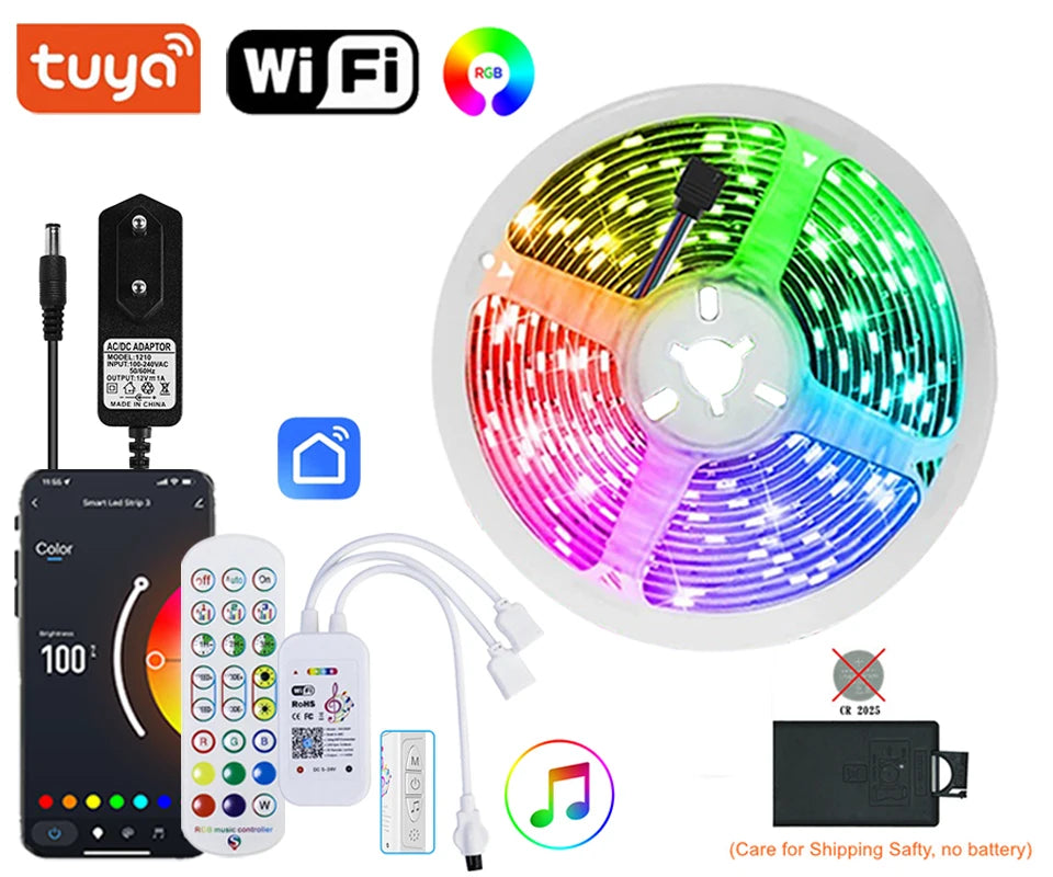 Wifi Led Strip Lights 220v 5050 Bluetooth Led Tape Light Strip Music Sync Led Lighting Strips Adhesive Smart Led Strip 12v Rgb