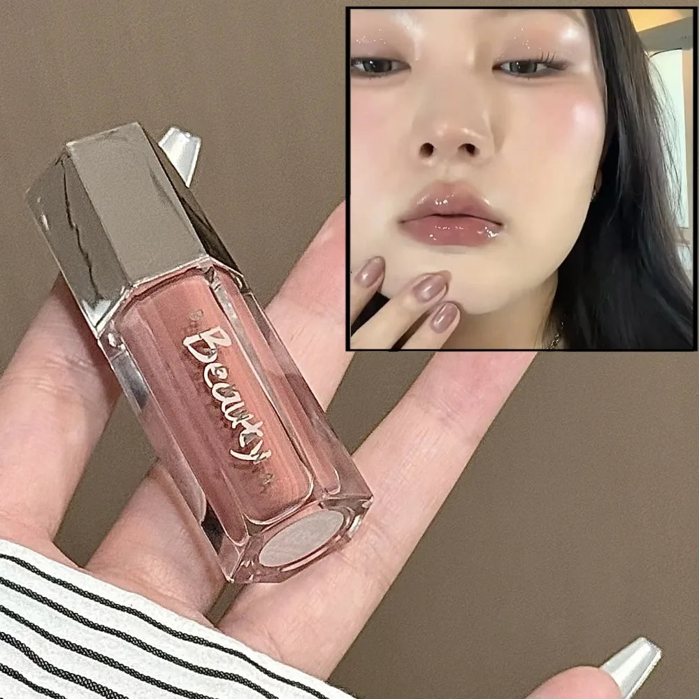 6 Colors Mirror Lip Gloss Glass Mirror Water-light Waterproof Moisturizing Liquid Lipstick Lasting Red Brown Lips Glaze Makeup