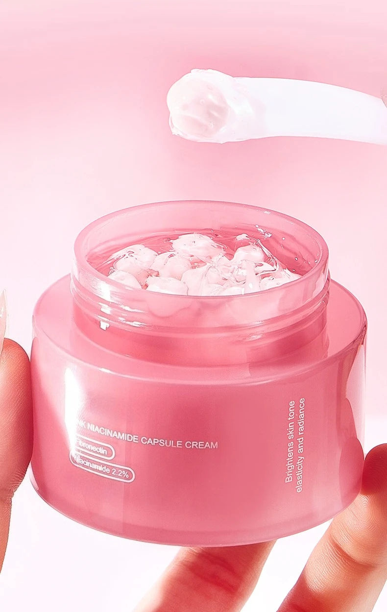 Pink Collagen PDRN Capsule Cream with Niacinamide Cream for Uneven Skin Tone Lightweight Face Moisturizer Non Greasy care