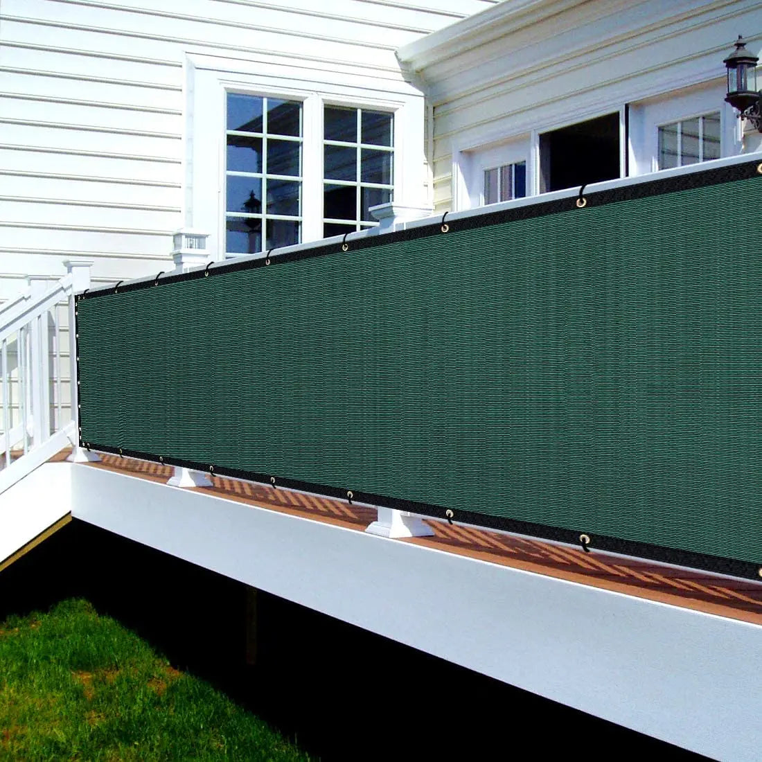 Dark Green Fence Privacy Screen Windscreen Cover Fabric Shade Tarp Netting Mesh Cloth for for Outdoor Fence Backyard, Patio