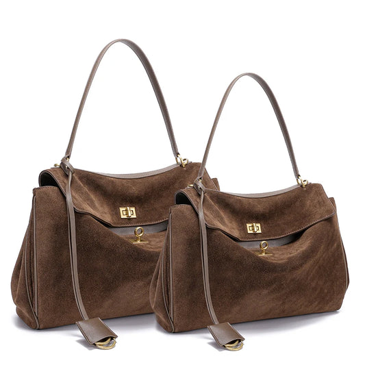 2025 Autumn Winter Women's Suede genuine leather Bag Shoulder Handbag Large Capacity Single Tote Bag Handbag Luxury Designer Bag