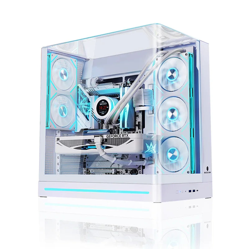 WJCOOLMAN AITO Plus ATX PC case 9.16-inch software screen RGB light strip 360 water cooler curved glass computer case