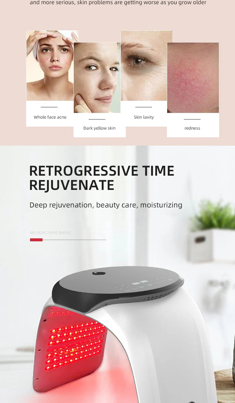7 Color LED Facial Mask High Frequency Nano Spray Infrared Photo Therapy Red Light Therapy for Face Skin Rejuvenation Tool
